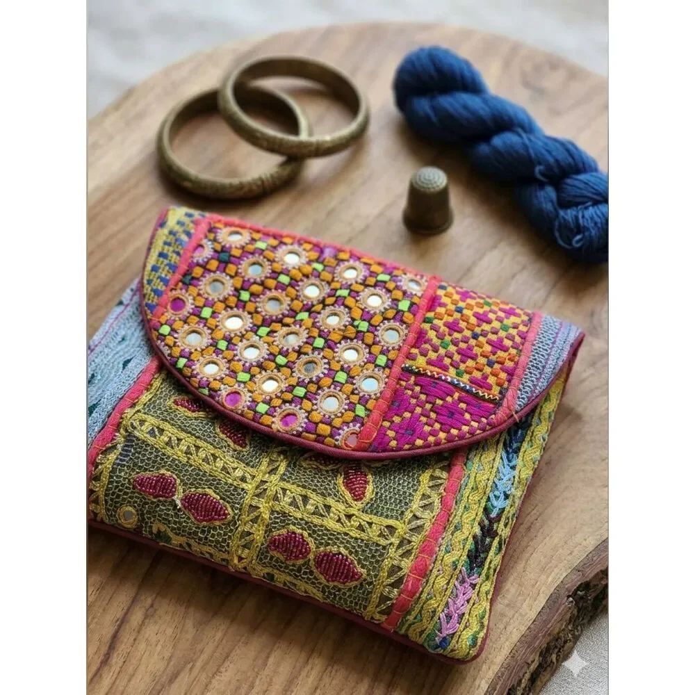 Colorful Embroidered Clutch